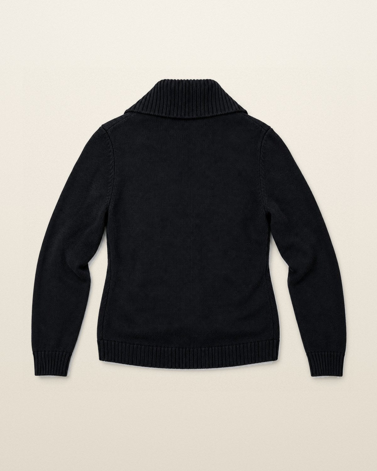 Ralph Lauren Strickjacke mit Schalkragen in Schwarz, Größe L – Rückansicht