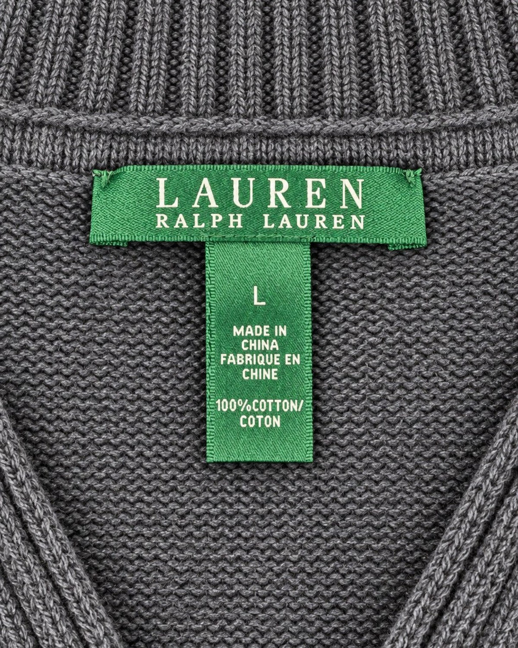 Ralph Lauren Strickjacke mit Schalkragen in Schwarz, Größe L – Markenetikett