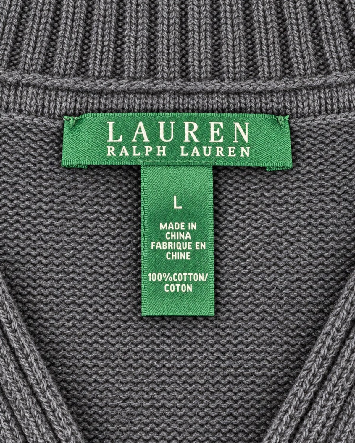 Ralph Lauren Strickjacke mit Schalkragen in Schwarz, Größe L – Markenetikett