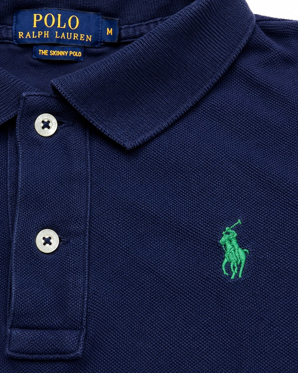 Ralph Lauren Poloshirt in Blau, Größe M – Detail: gesticktes Brustlogo
