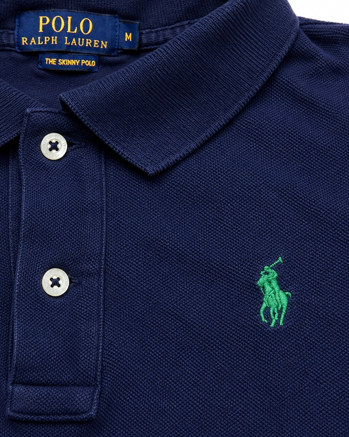 Ralph Lauren Poloshirt in Blau, Größe M – Detail: gesticktes Brustlogo