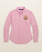 Ralph Lauren Oxford-Hemd mit Wappen in Rosa, Größe S – Vorderansicht