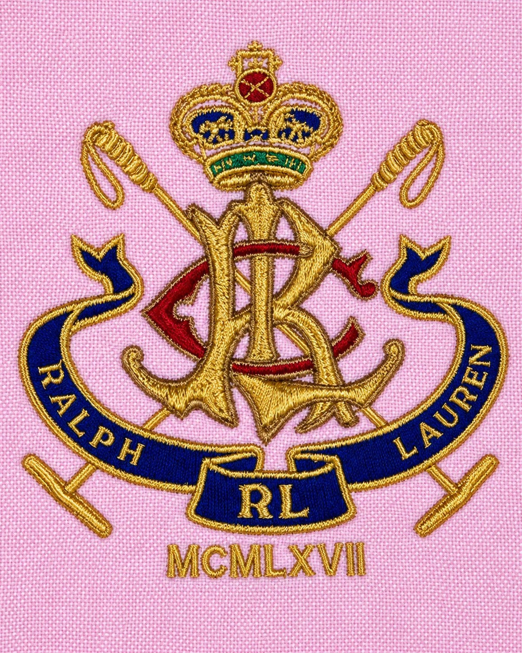 Ralph Lauren Oxford-Hemd mit Wappen in Rosa, Größe S – Detail: Emblem