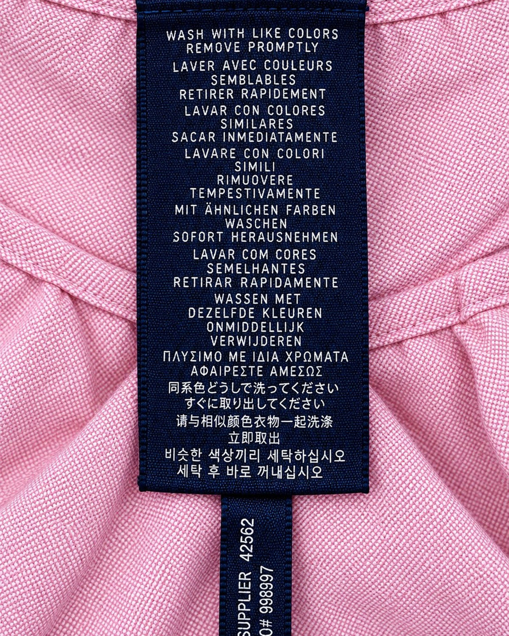 Ralph Lauren Oxford-Hemd mit Wappen in Rosa, Größe S – Pflegeetikett