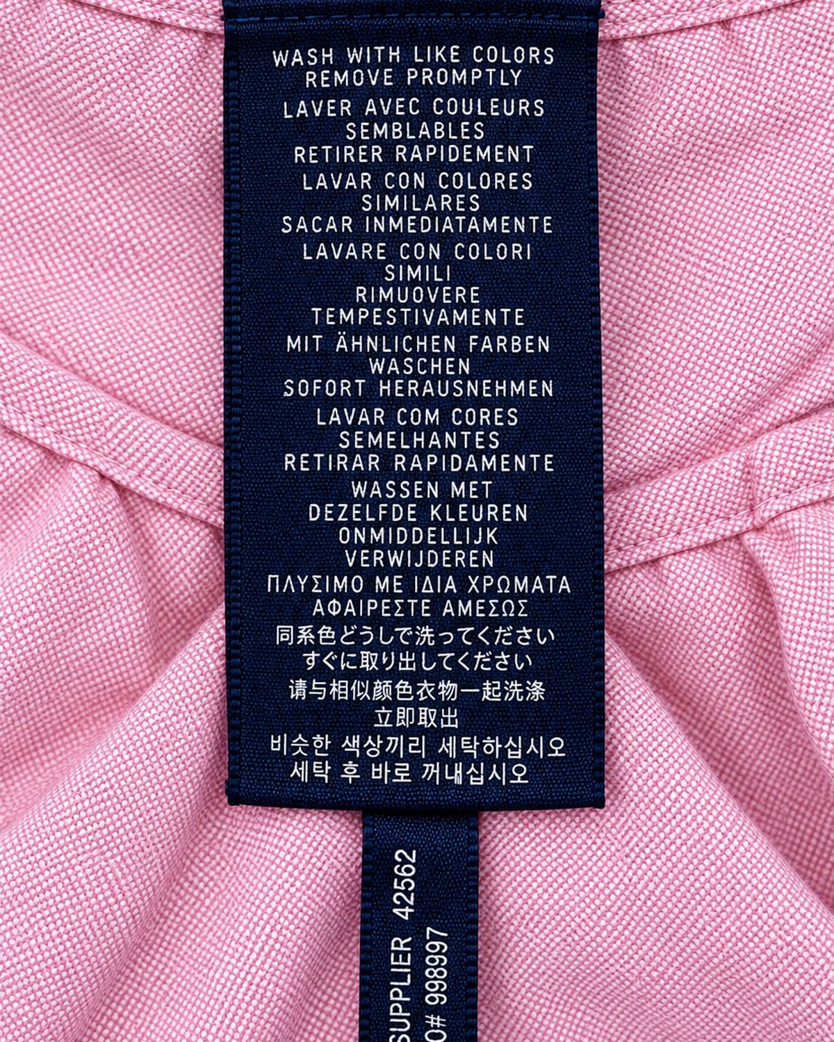 Ralph Lauren Oxford-Hemd mit Wappen in Rosa, Größe S – Pflegeetikett