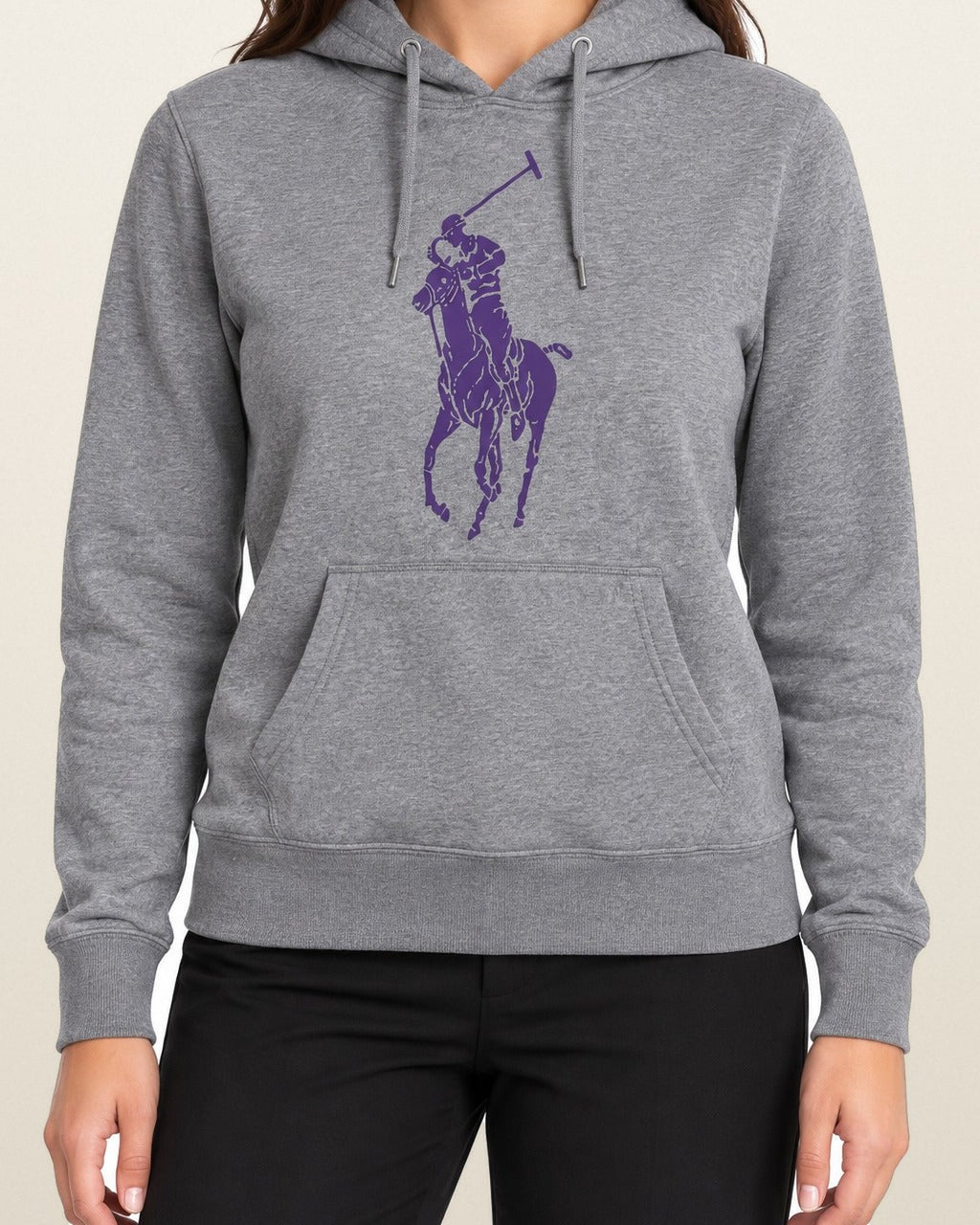 Ralph Lauren Kapuzenpullover in Grau meliert, Größe S – getragen, Vorderansicht