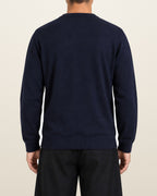 Ralph Lauren Pullover mit V-Ausschnitt in Navy, Größe M – getragen, Rückansicht