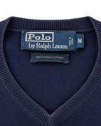 Ralph Lauren Pullover mit V-Ausschnitt in Navy, Größe M – Marken- und Größenetikett