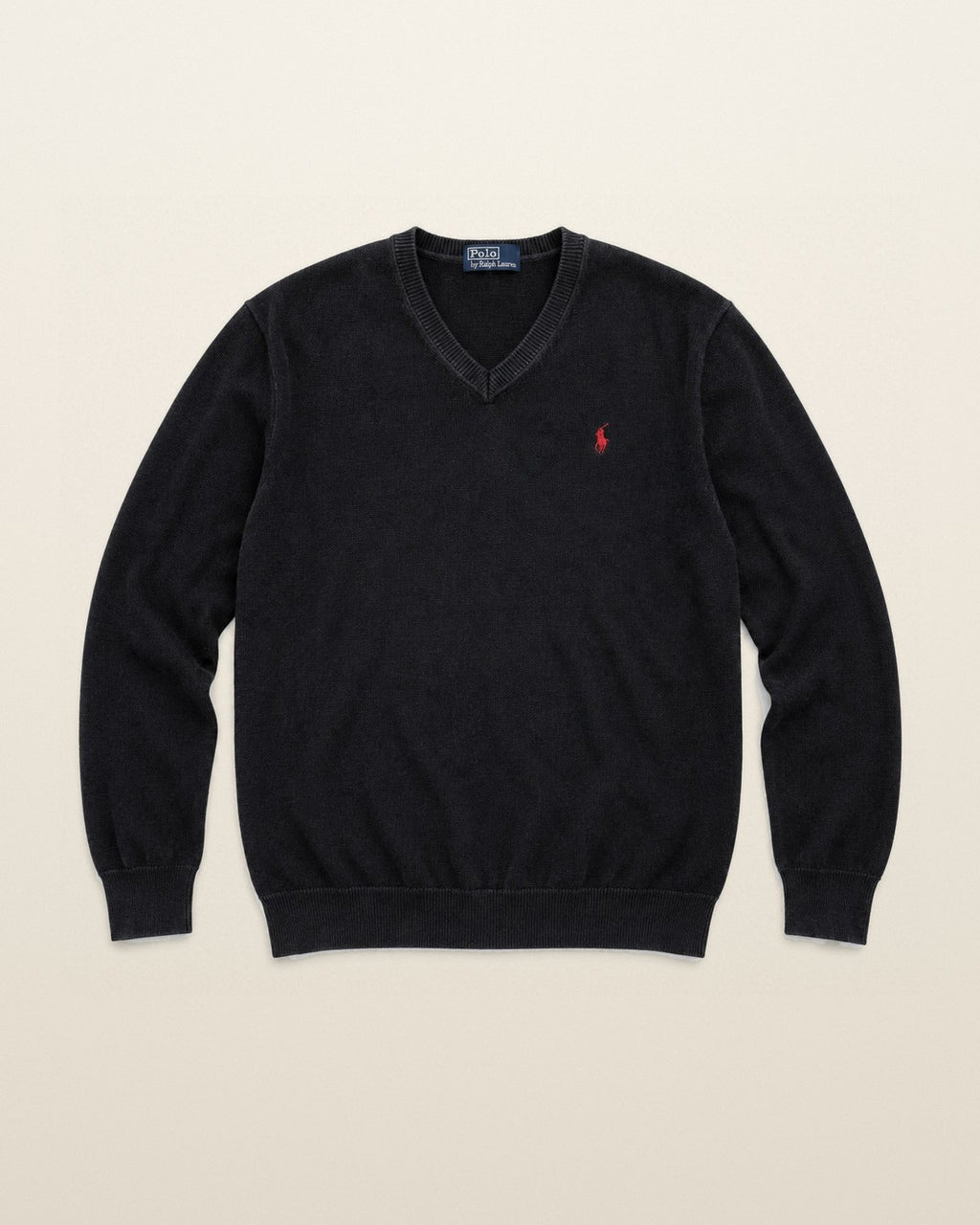 Ralph Lauren Pullover mit V-Ausschnitt in Schwarz, Größe M – Vorderansicht