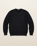 Ralph Lauren Pullover mit V-Ausschnitt in Schwarz, Größe M – Vorderansicht