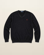 Ralph Lauren Pullover mit V-Ausschnitt in Schwarz, Größe M – Vorderansicht