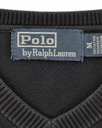Ralph Lauren Pullover mit V-Ausschnitt in Schwarz, Größe M – Marken- und Größenetikett