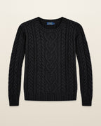 Ralph Lauren Zopfstrickpullover in Schwarz, Größe S – Vorderansicht