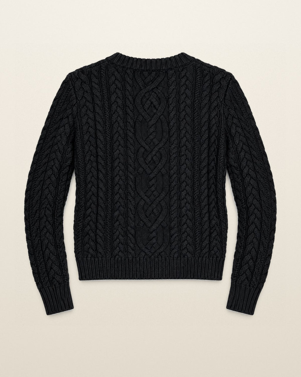 Ralph Lauren Zopfstrickpullover in Schwarz, Größe S – Rückansicht