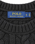 Ralph Lauren Zopfstrickpullover in Schwarz, Größe S – Markenetikett