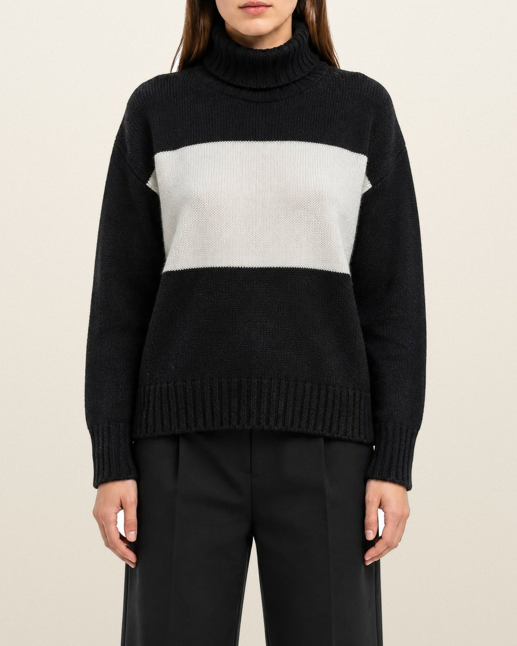 Ralph Lauren Rollkragenpullover in Schwarz, Größe M – getragen, Vorderansicht