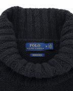 Ralph Lauren Rollkragenpullover in Schwarz, Größe M – Detail: Rollkragen und Label