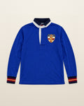 Ralph Lauren Rugby-Shirt mit Wappen in Royalblau, Größe M – Vorderansicht