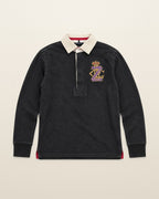 Ralph Lauren Rugby-Shirt mit Wappen in Schwarz, Größe M – Vorderansicht