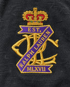 Ralph Lauren Rugby-Shirt mit Wappen in Schwarz, Größe M – Detail: Brustemblem