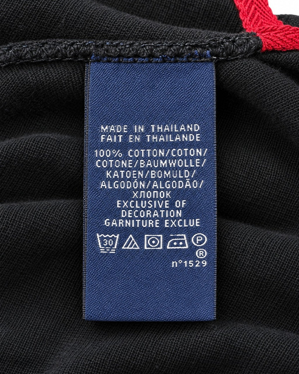 Ralph Lauren Rugby-Shirt mit Wappen in Schwarz, Größe M – Pflege- und Materialetikett