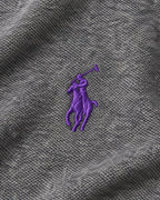 Ralph Lauren Rugby-Polo in Dunkelgrau, Größe M – Detail: gesticktes Brustlogo
