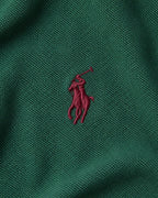 Ralph Lauren Rugby-Polo in Dunkelgrün, Größe S – Detail: gesticktes Brustlogo