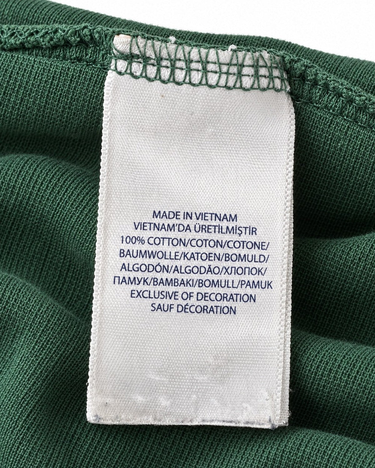 Ralph Lauren Rugby-Polo in Dunkelgrün, Größe S – Pflege- und Materialetikett