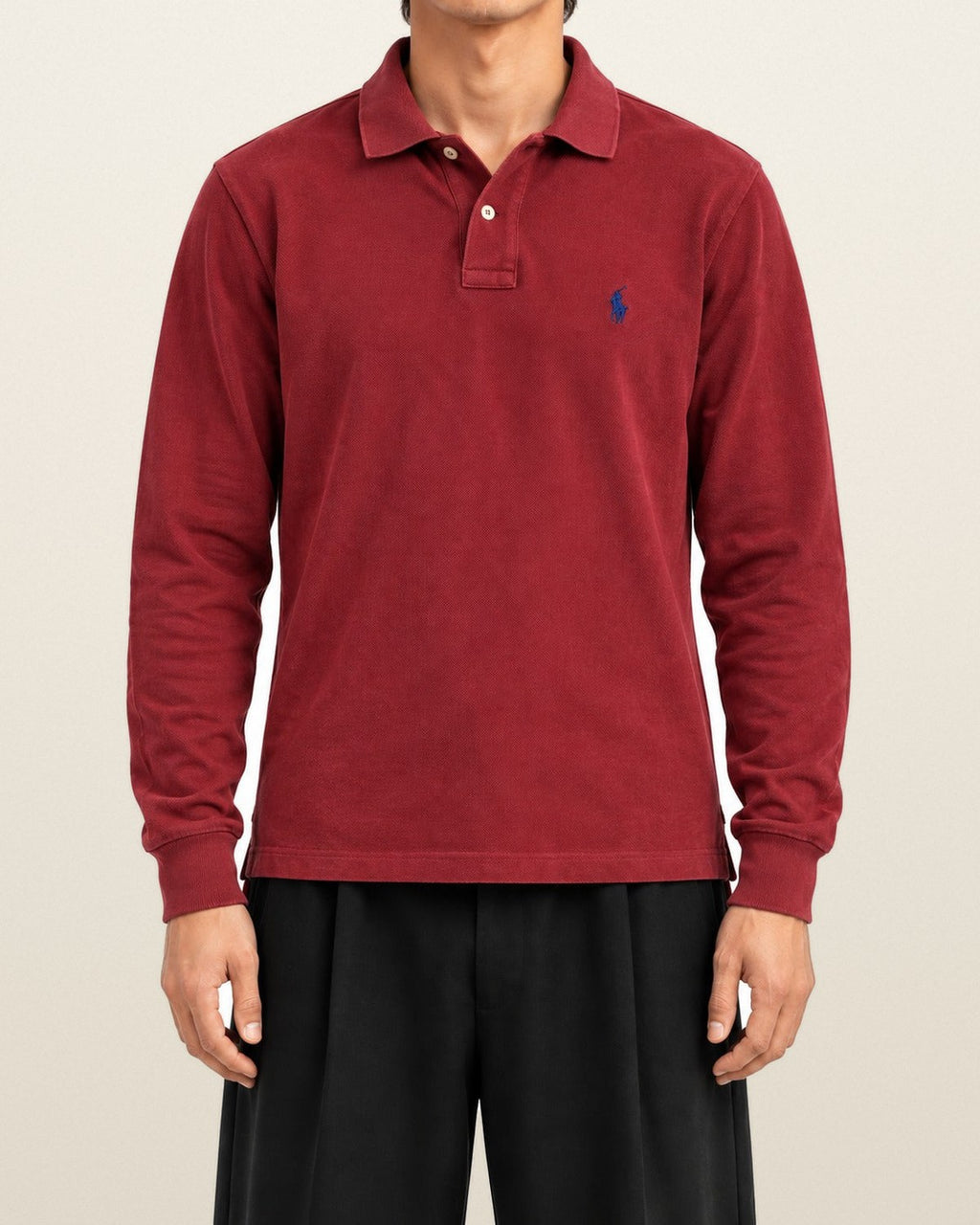 Ralph Lauren Rugby-Polo in Rot, Größe M – getragen, Vorderansicht