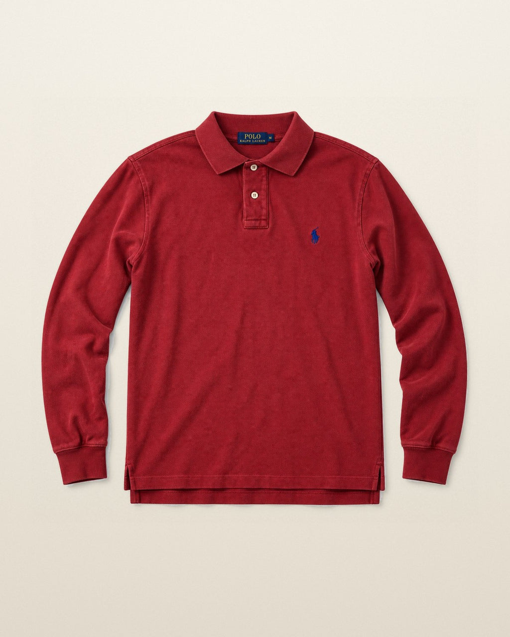 Ralph Lauren Rugby-Polo in Rot, Größe M – Vorderansicht