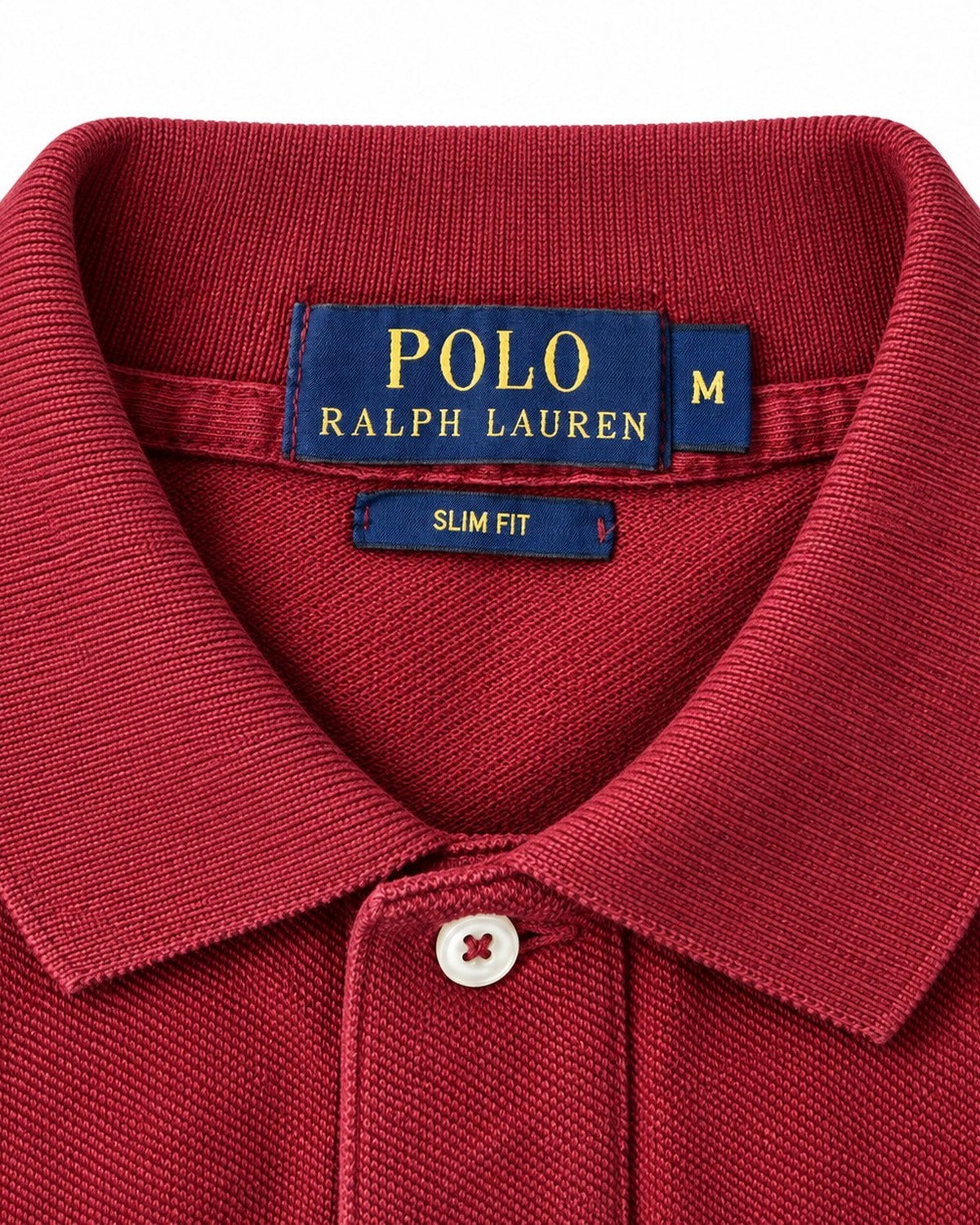 Ralph Lauren Rugby-Polo in Rot, Größe M – Marken- und Größenetikett