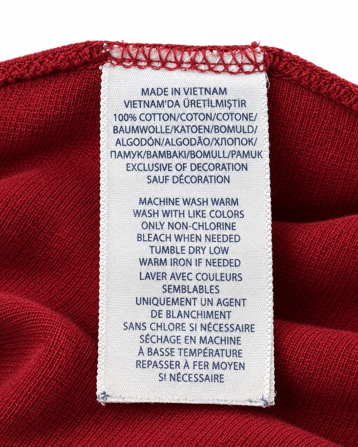 Ralph Lauren Rugby-Polo in Rot, Größe M – Pflege- und Materialetikett