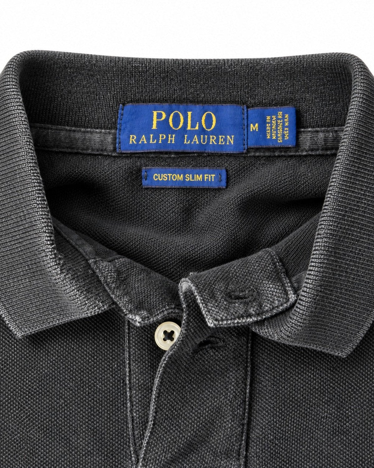 Ralph Lauren Rugby-Polo in Schwarz, Größe M – Marken- und Größenetikett