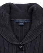 Ralph Lauren Strickjacke in Blau, Größe M – Detail: Kragen und Label
