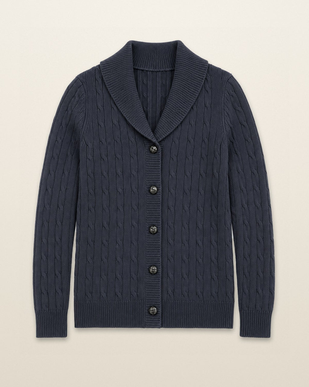 Ralph Lauren Strickjacke in Blau, Größe M – Vorderansicht (digitale Darstellung)