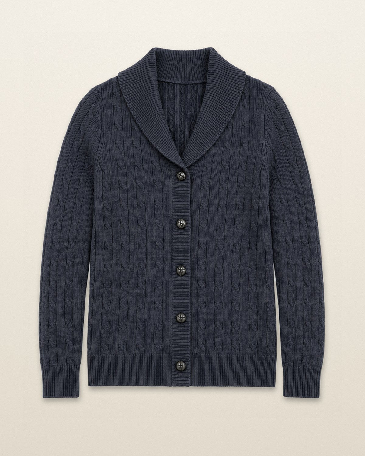 Ralph Lauren Strickjacke in Blau, Größe M – Vorderansicht (digitale Darstellung)