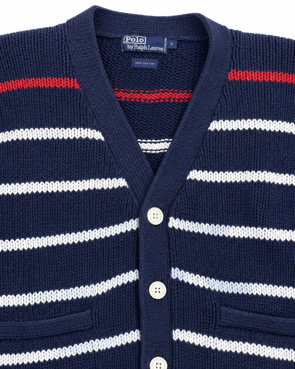 Ralph Lauren Strickjacke in Grau, Größe S – Detail: Knopfleiste