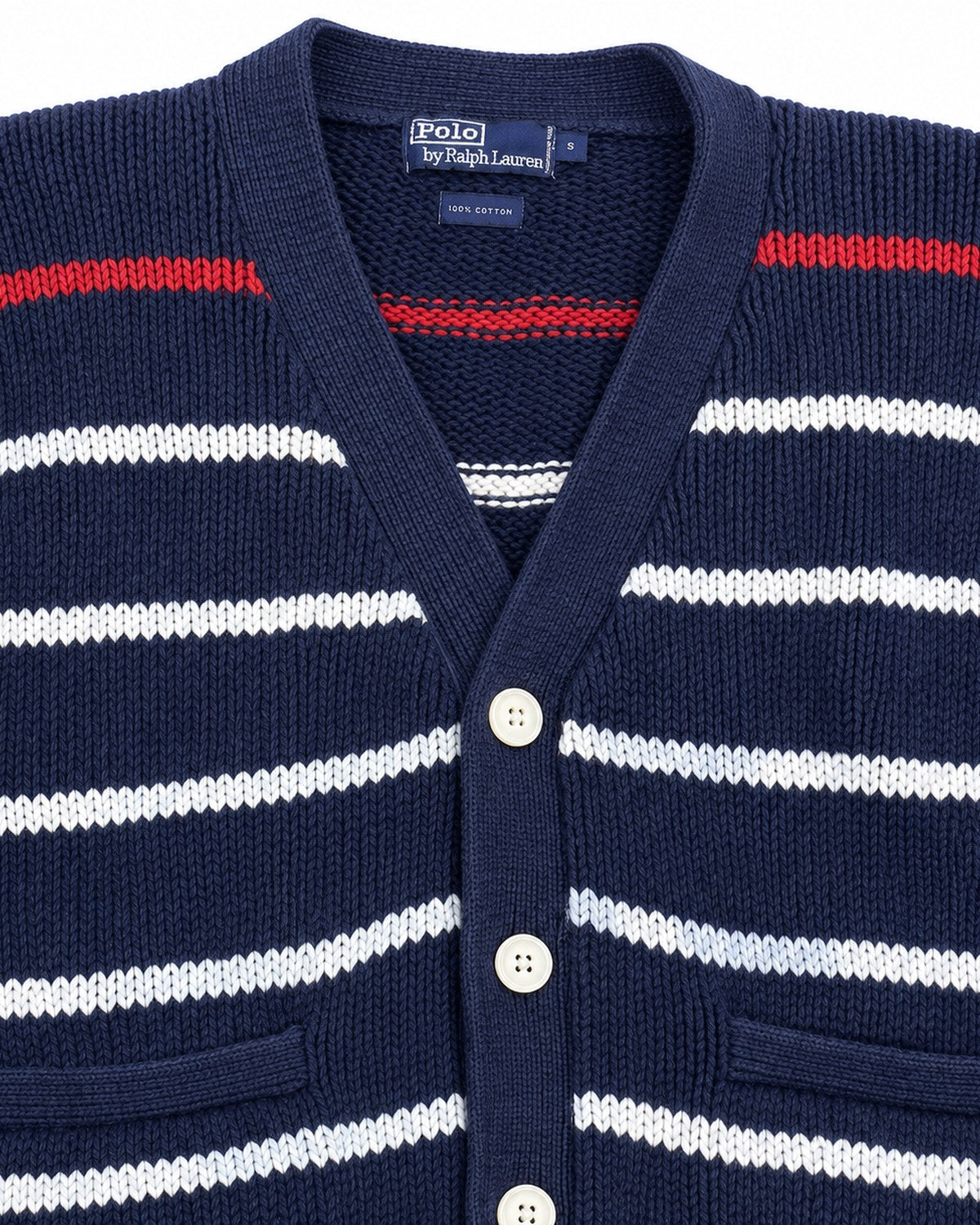 Ralph Lauren Strickjacke in Grau, Größe S – Detail: Knopfleiste