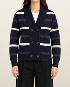 Tommy Hilfiger Strickjacke mit Streifen in Navy, Größe S – getragen, Vorderansicht