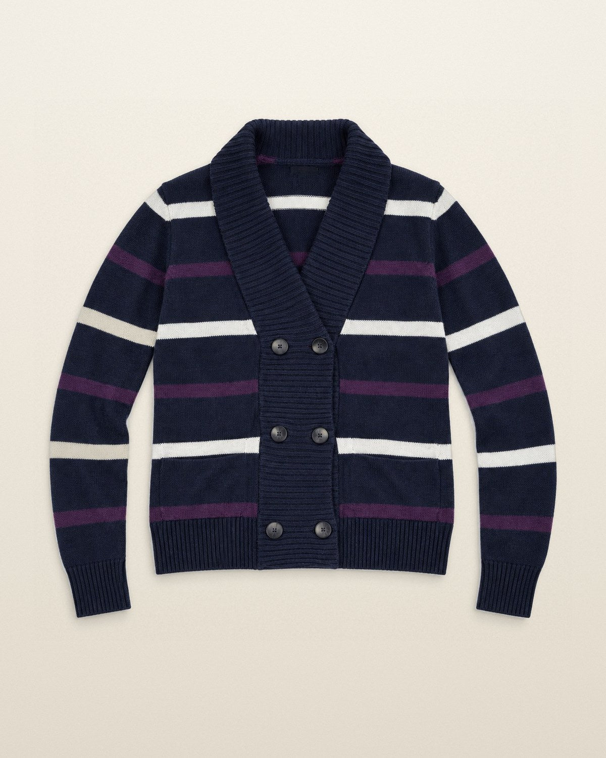 Tommy Hilfiger Strickjacke mit Streifen in Navy, Größe S – Vorderansicht
