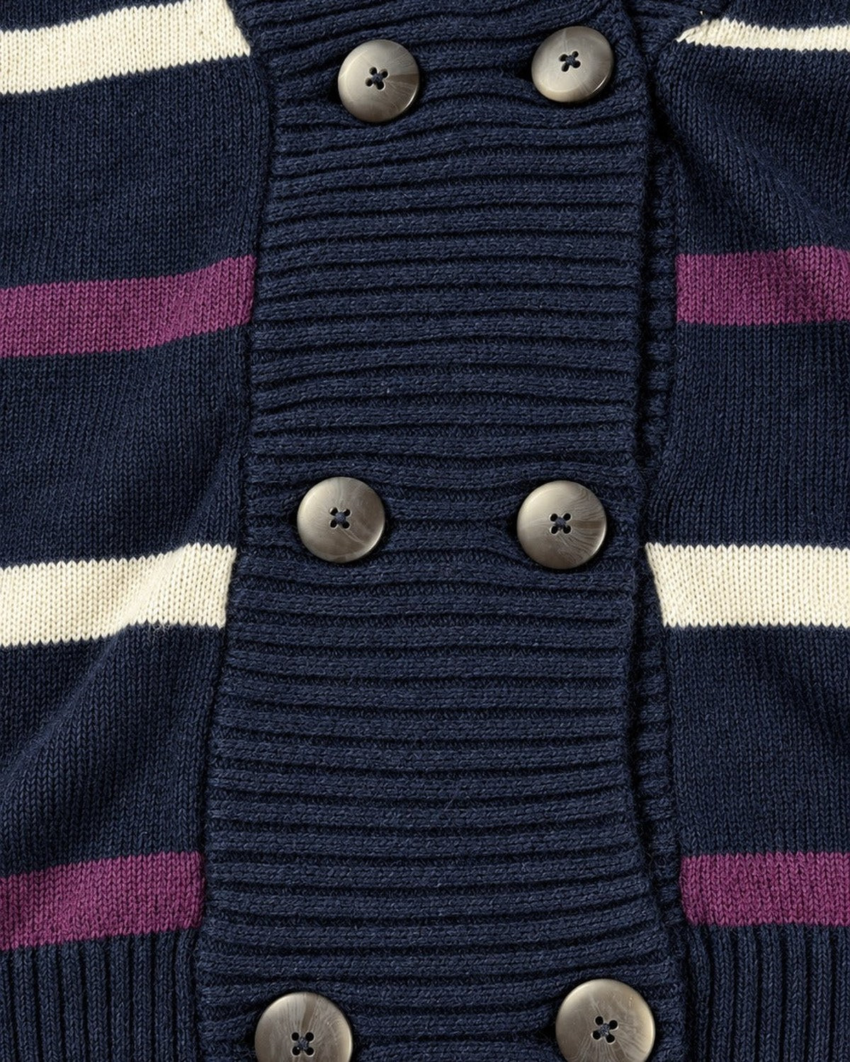 Tommy Hilfiger Strickjacke mit Streifen in Navy, Größe S – Detail: Knöpfe und Strick