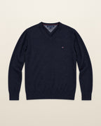 Tommy Hilfiger Pullover mit V-Ausschnitt in Navy, Größe M – Vorderansicht