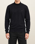 Tommy Hilfiger Stehkragenpullover in Schwarz, Größe M – getragen, Vorderansicht