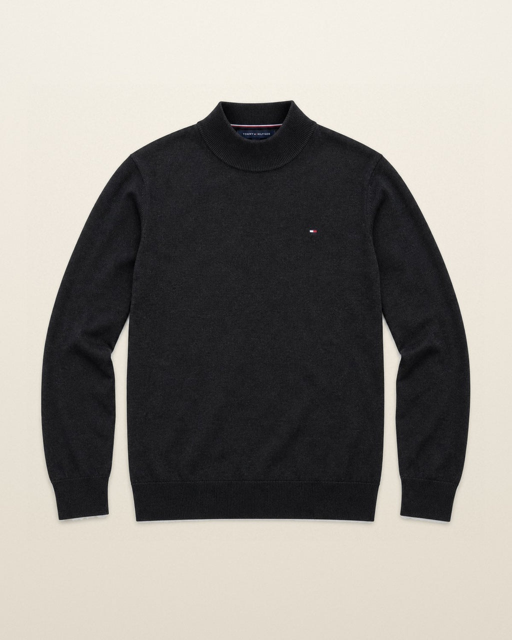 Tommy Hilfiger Stehkragenpullover in Schwarz, Größe M – Vorderansicht