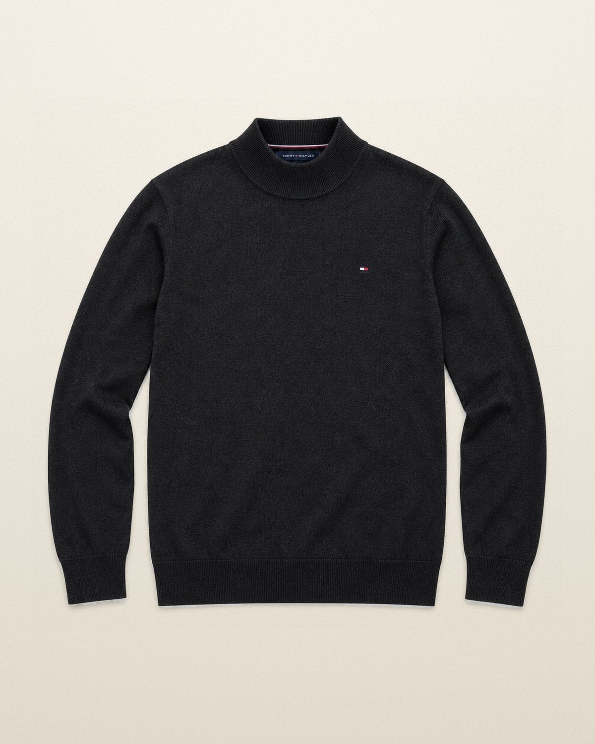 Tommy Hilfiger Stehkragenpullover in Schwarz, Größe M – Vorderansicht